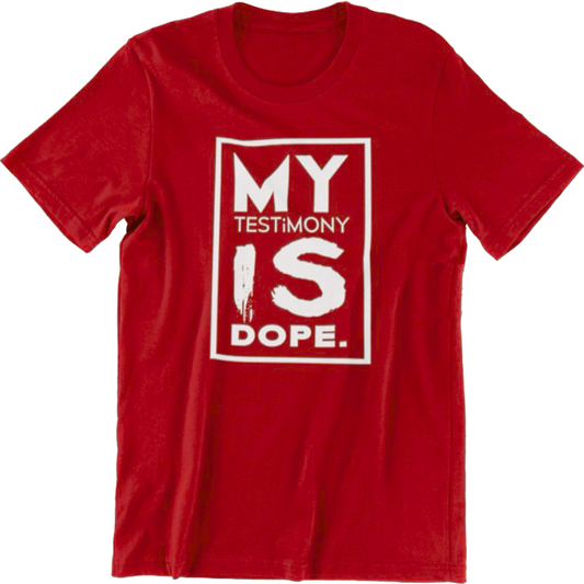 My Testimony Is Dope ™ Premium T-shirt - Red/White