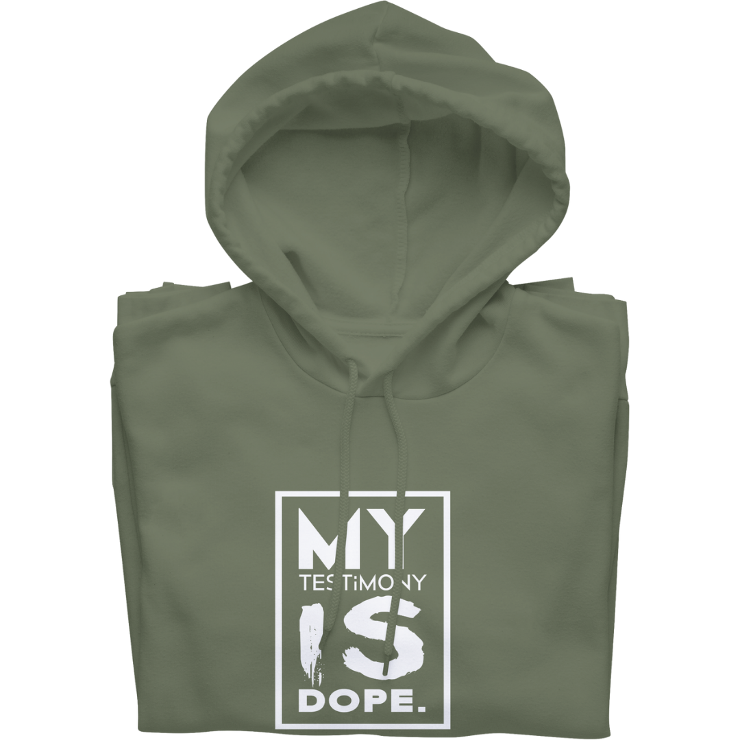 My Testimony Is Dope ™ Premium Hoodie - Military Green/White